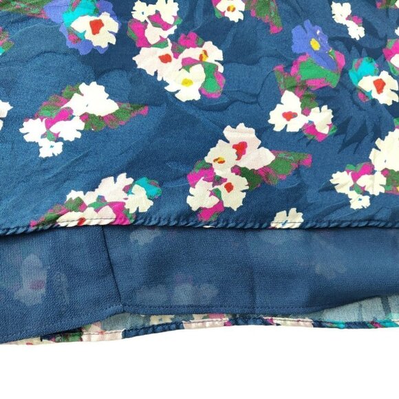 Tanya Taylor Liz Silk Floral Dress Size 10 Puff Sleeves Lined Ruched Multicolor - Picture 8 of 10